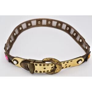 Sand Castle USA Vintage Mesh Jeweled Belt Multi-Color Crystal Gold Bronze 29-32